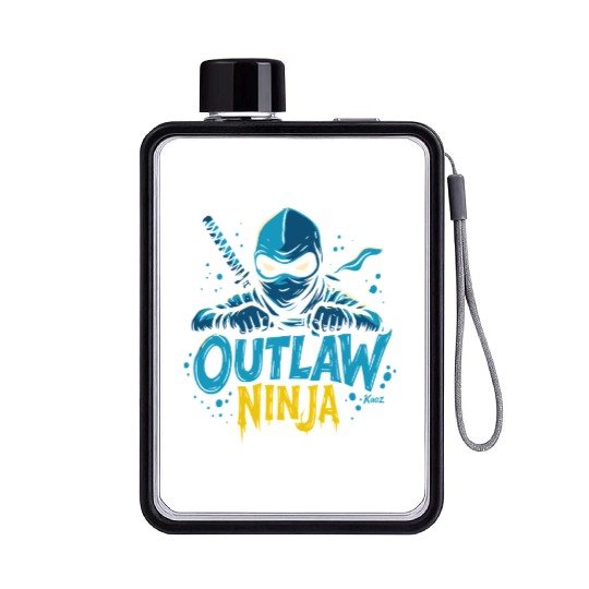 Outlaw Ninja Cartoon Design Flat Water Bottles