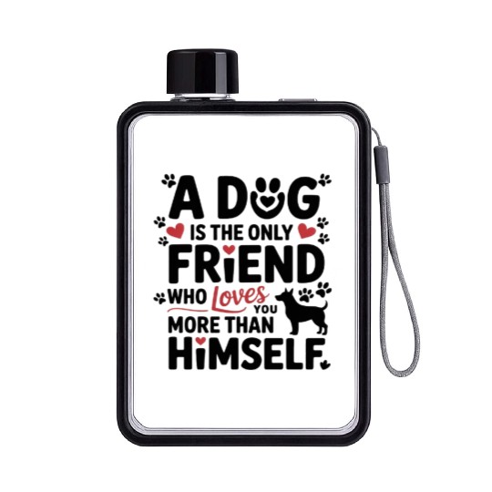 Dog Best Friend Love Quote Design Flat Water Bottles
