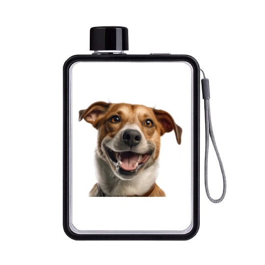 Joyful Jack Russell Dog Illustration Flat Water Bottles