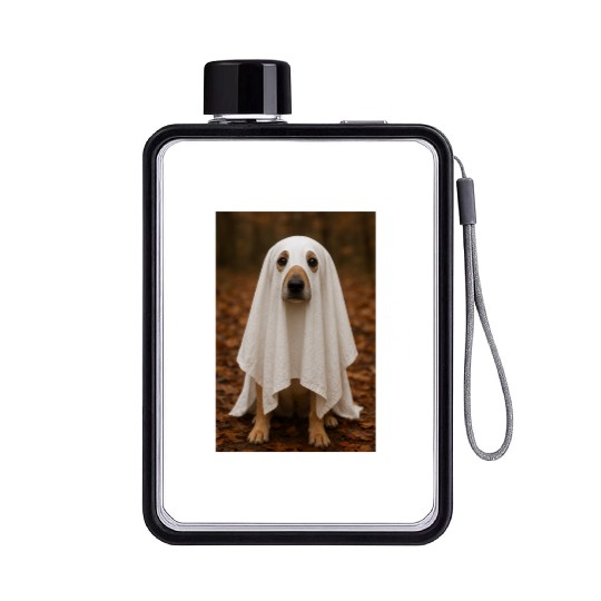 Autumn Forest Ghost Dog Tapestry Flat Water Bottles