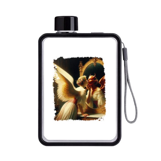 Inner Duality Angel Demon Mirror Renaissance Flat Water Bottles
