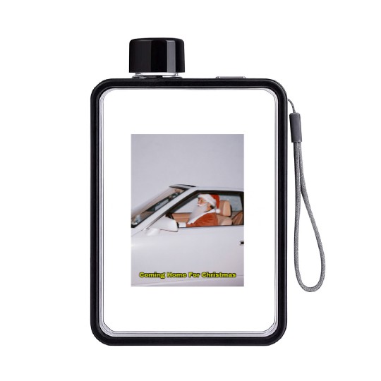 Santa's Joyful Ride Card Design Flat Water Bottles