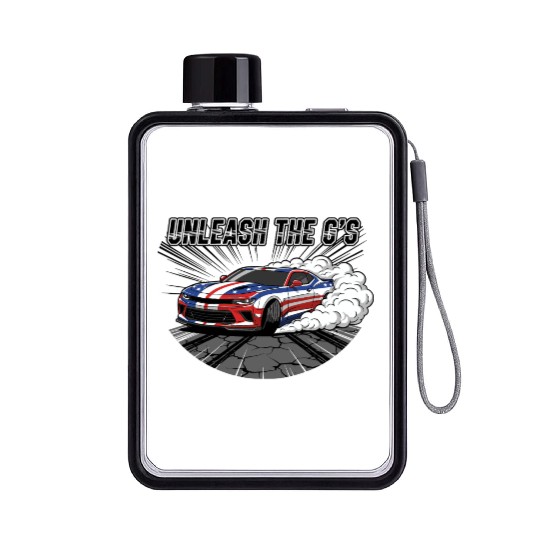 Patriotic American Muscle Car Flat Water Bottles
