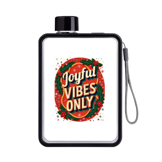 Festive Holiday Joyful Vibes Design Flat Water Bottles