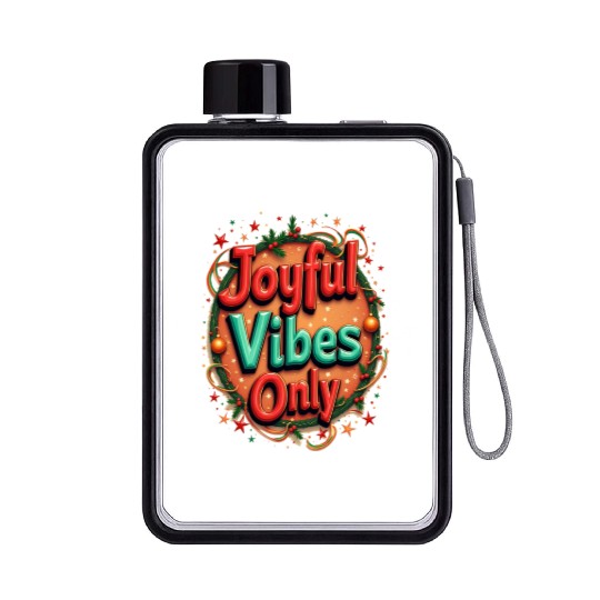 Festive Holiday Joyful Vibes Design Flat Water Bottles