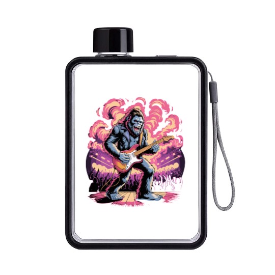 Rocking Sasquatch Guitar Legend at Concert Stage Flat Water Bottles