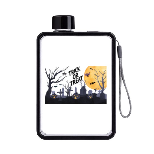 Trick-or-Treat Pumpkin Graveyard Flat Water Bottles
