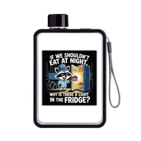 Light in the Fridge Funny Midnight Snack Quote Flat Water Bottles