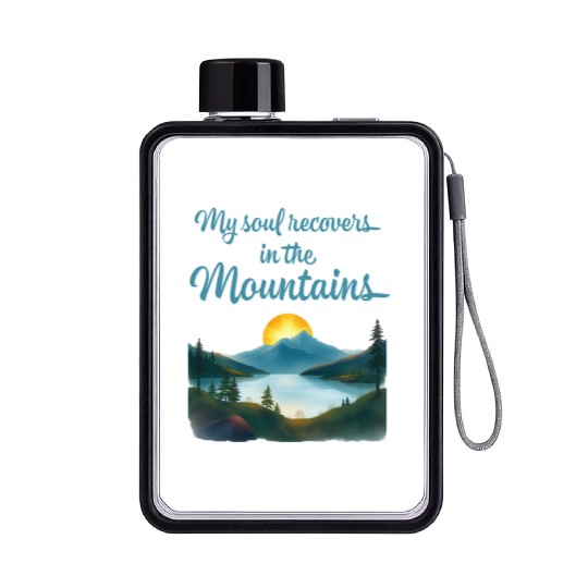 Mountains and Sunrise Inspirational quote Flat Water Bottles