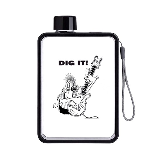 Dig It electric guitar player Flat Water Bottles