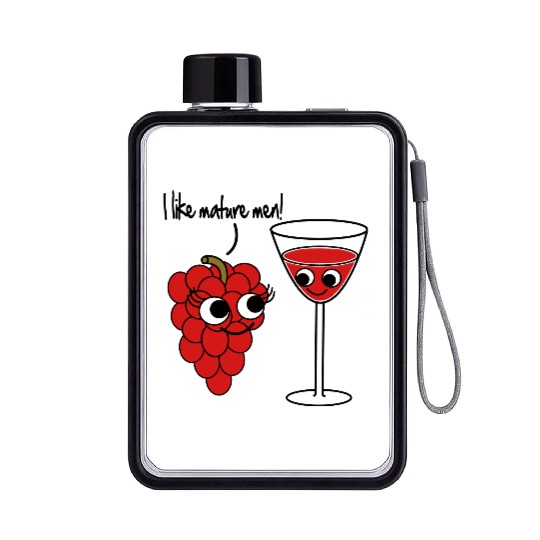 "I like mature men" Grape / Wine Vector Design Flat Water Bottles