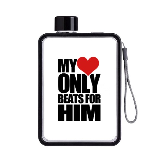My Heart only_beats_for_him Flat Water Bottles