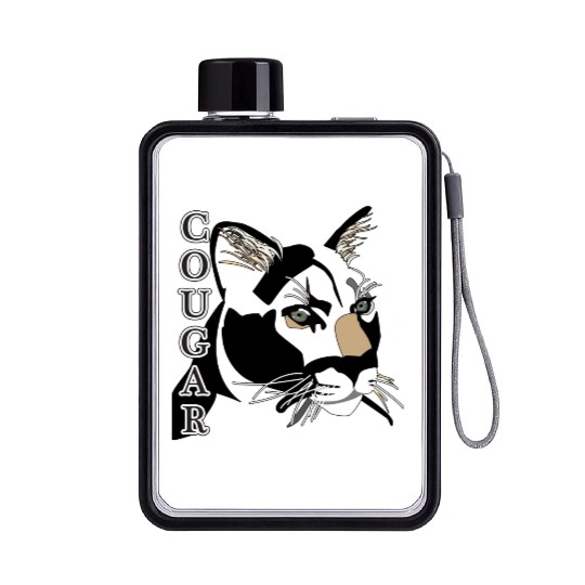 Cougar,Mountain Lion, Puma Flat Water Bottles