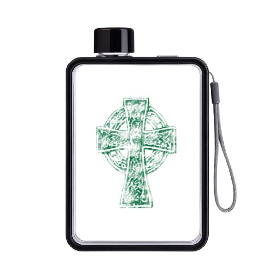 Classic Vintage Style Celtic Cross Crucifix Flat Water Bottles