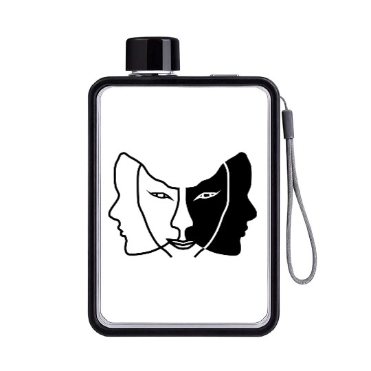 light dark face mask gemini Flat Water Bottles