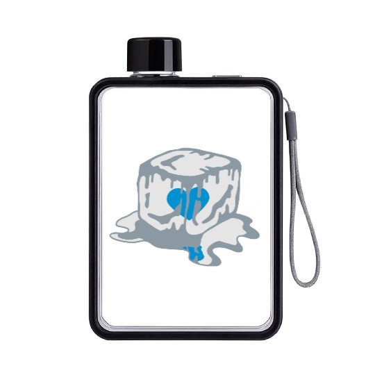 Ice Cube Heart Flat Water Bottles