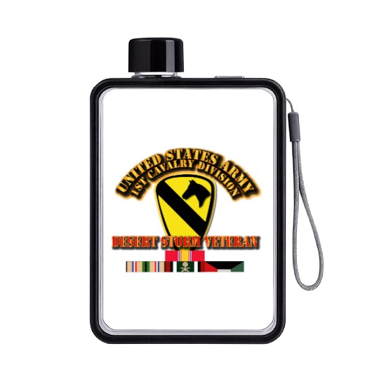 Army - 1st Cavalry Division - Desert Storm Veteran Flat Water Bottles