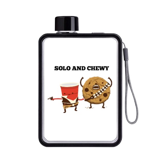 Funny star wars han solo and chewbacca Flat Water Bottles