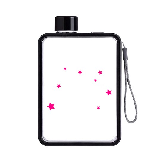 Stars, Pink, Bling Bling Flat Water Bottles