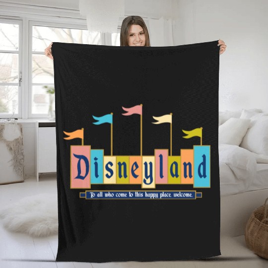 Discover Retro Disneyland Sign Fleece Blankets