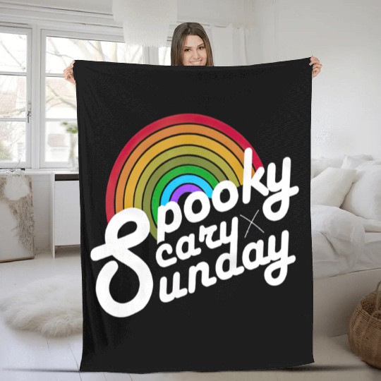 Spooky Scary Sunday Fleece Blankets, Spooky Sunday Unisex