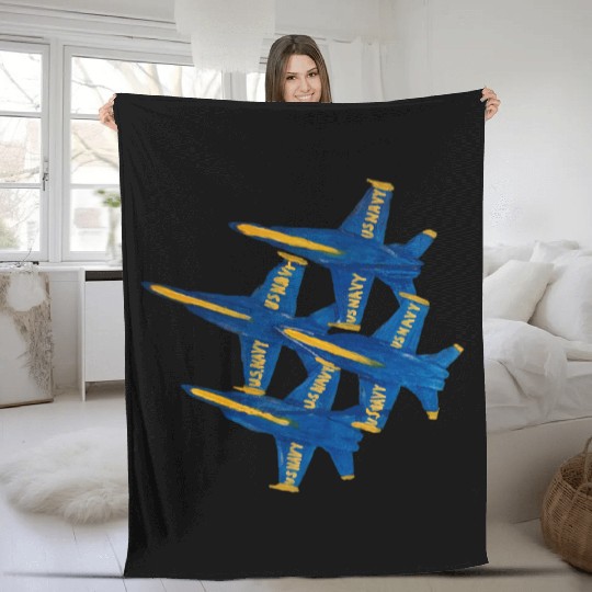 Navy Blue Angels - Navy - Fleece Blankets