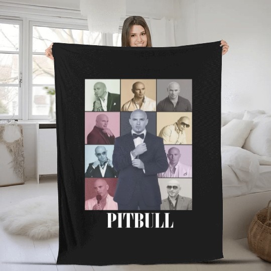 Discover P.itbull Fleece Blankets, Vintage Pit.bull Fleece Blankets, Vintage Eras Style Fleece Blankets, Pi.tbull Rap Hip Hop Fleece Blankets
