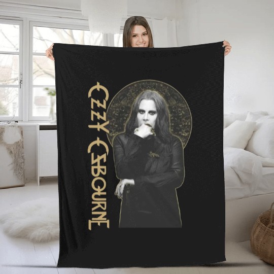 Ozzy Osbourne Unisex Fleece Blankets: Patient No. 9 Gold Graphic