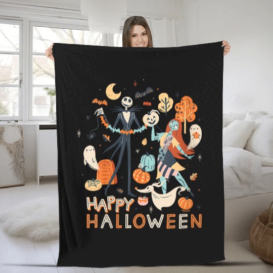 Womens Disney The Nightmare Before Christmas Jack & Sally Halloween V-Neck Fleece Blankets
