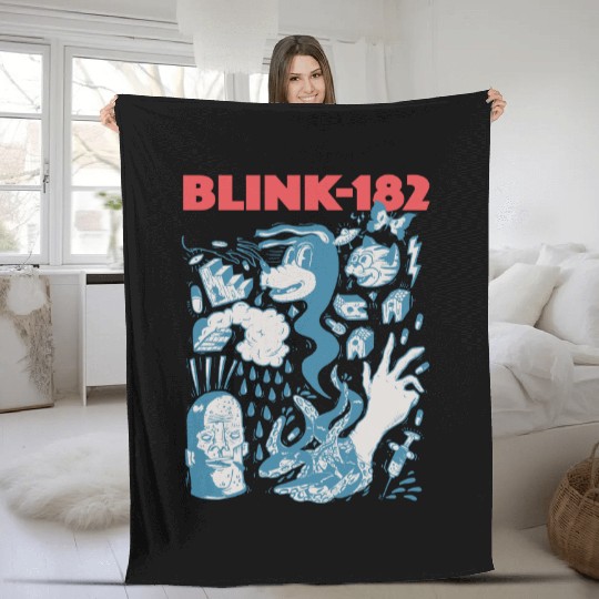 Blink Vintage 182 Fleece Blankets, Blink Retro 182 Fans Lover Gift,Music Fleece Blankets, World Tour Fleece Blankets