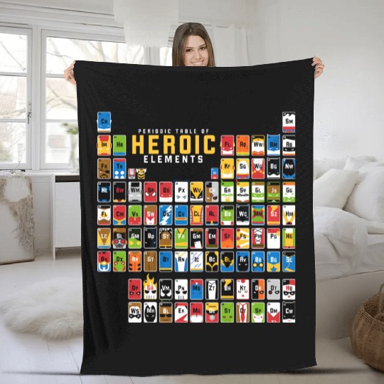 Periodic Table Of Marvel Avenger Superhero Comic Unisex Fleece Blankets
