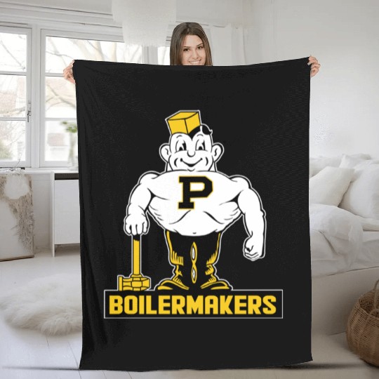 Vintage Boilermaker mascot - Purdue - Fleece Blankets
