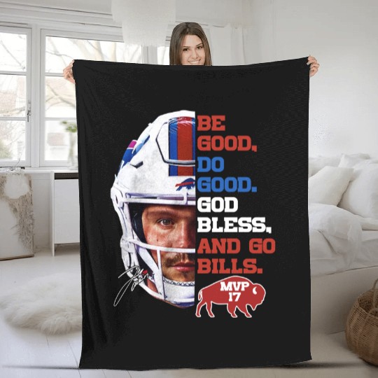 Josh Allen MVP Fleece Blankets Be Good Do Good God Bless Go Bills Fleece Blankets, Gift for Him