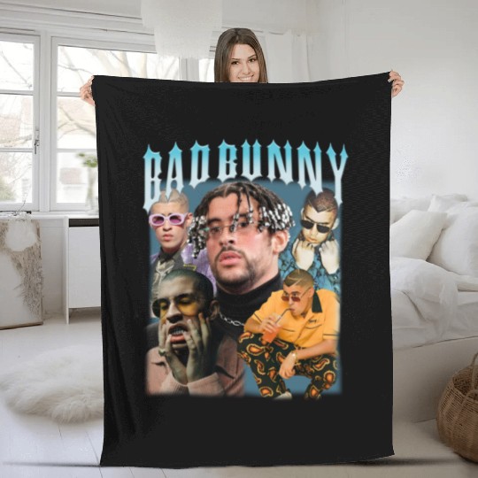 Bad Bunny, Bad Bunny Fleece Blankets, Bad Bunny Concert Fleece Blankets