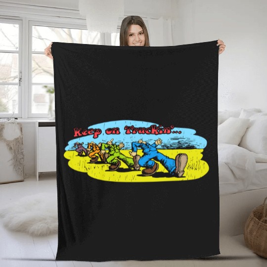 Keep On Truckin' Black Fleece Blankets