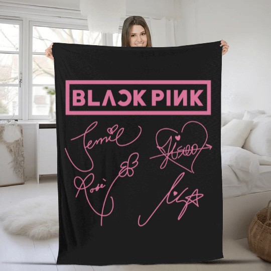 Black Pink Signatures Fleece Blankets, Black Pink Blink Gift Fleece Blankets, Black Pink World Tour 2025 Fleece Blankets, Black Pink Graphic Fleece Blankets, Kpop Black Pink Merch