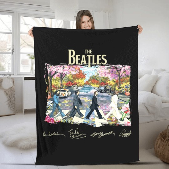 Abbey Road The Beatles Anniversary Fleece Blankets, The Beatles Abbey Road Signatures Fleece Blankets, The Beatles Fan Gift Fleece Blankets, The Beatles Merch Fleece Blankets