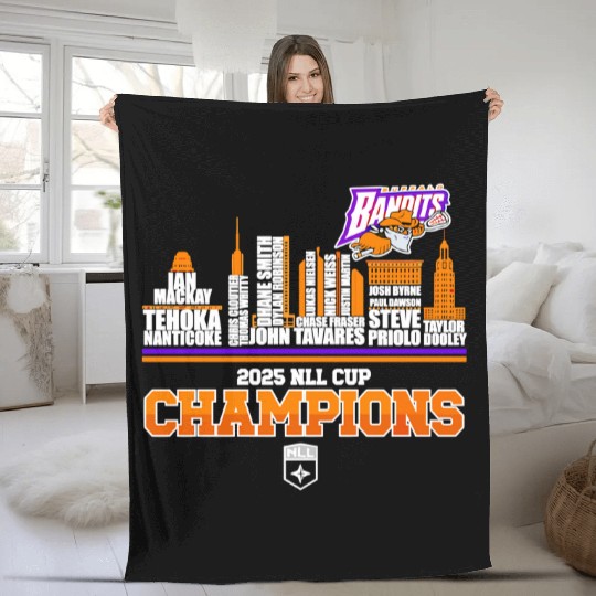 Buffalo Bandits 2025 NLL Cup Champions Lacrosse Fan Pride Fleece Blankets
