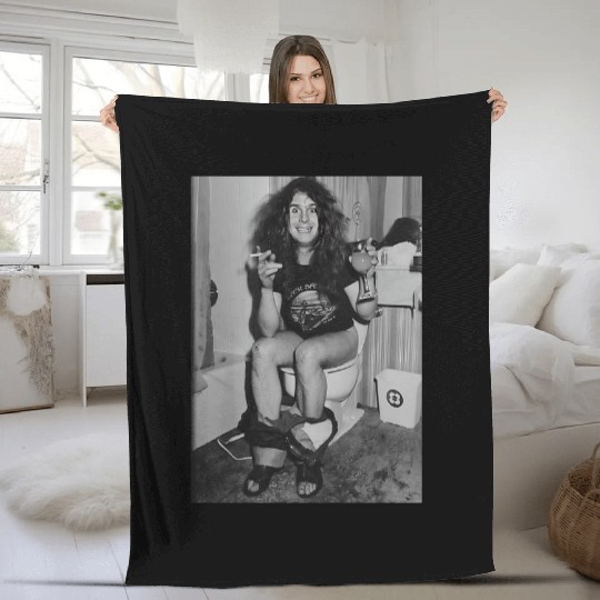 Ozzy Osbourne on a toilet Fleece Blankets,  1948-2025 Fleece Blankets, Tribute to the Prince of Darkness, Metal Legend, Vintage Rock Fleece Blankets, Gift for BS fans