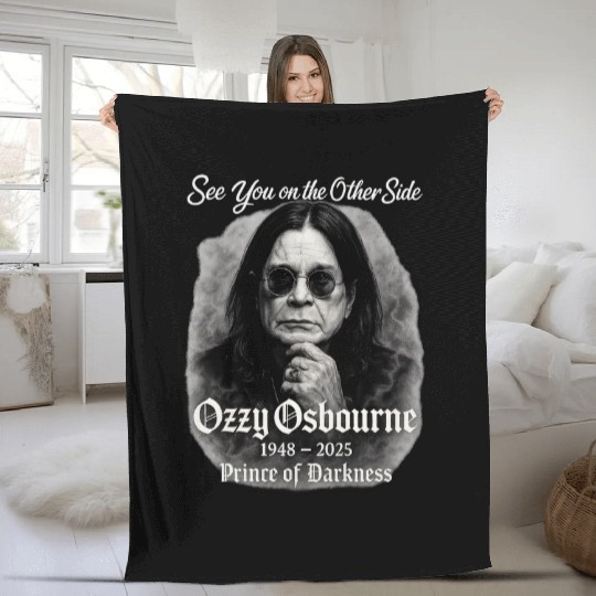 Ozzy Osbourne Fleece Blankets, RIP Ozzy Fleece Blankets, Prince of Darkness Fleece Blankets, Rock Legend Ozzy