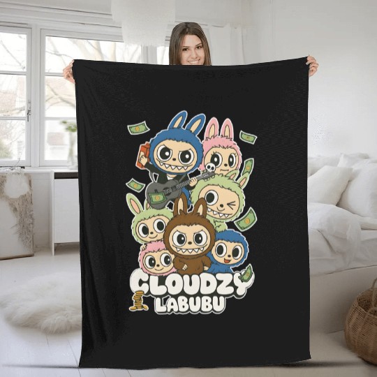 Cloudzy Labubu Fleece Blankets, Labubu Clothes, Labubu Outfits, Cute Labubu Fleece Blankets, Zimomo Tycoco Spooky Pato Mokoko Fleece Blankets