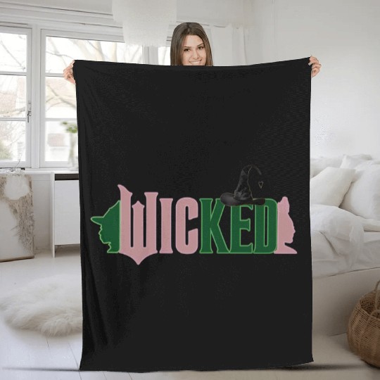 Wicked Colorful Comfort Color Fleece Blankets, Defy Gravity Broomstick Magic Wand Fleece Blankets, Wizard of Oz Fleece Blankets, Witch Pink and Green Fleece Blankets
