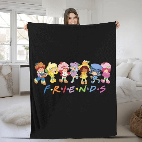 Strawberry cartoon and friends Fleece Blankets, 80s cartoon Fleece Blankets, Retro 80s Fleece Blankets, Vintage nostalgia Fleece Blankets, y2k cartoon Fleece Blankets