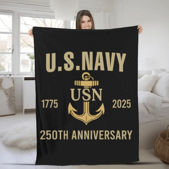 Navy Veteran 250th Anniversary Embroidered Hat Cap Fleece Blankets