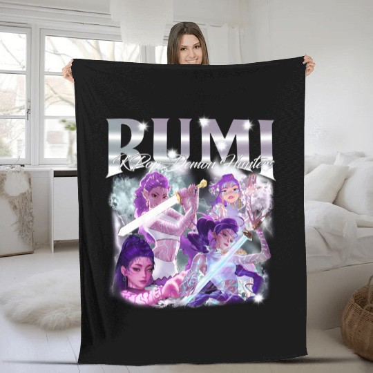 Rumi Huntrix Kpop Demon Hunters Fleece Blankets, Vintage Fleece Blankets, Gift For Women and Man Unisex Fleece Blankets, Gift For Her
