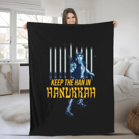 Star Wars Han Solo Hanukkah Lightsaber Menorah Fleece Blankets, Star Wars Fleece Blankets