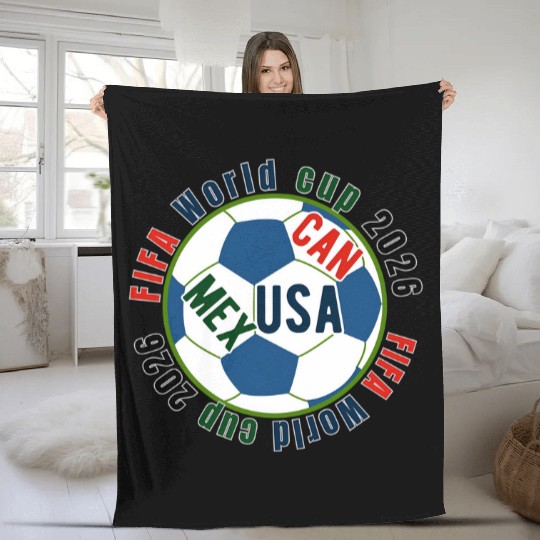 FIFA World Cup 2026 Unisex Fleece Blankets - Celebrate Canada, Mexico, USA Flags, Sports Fans Gift, Soccer Tournament Fleece Blankets, World Cup Apparel