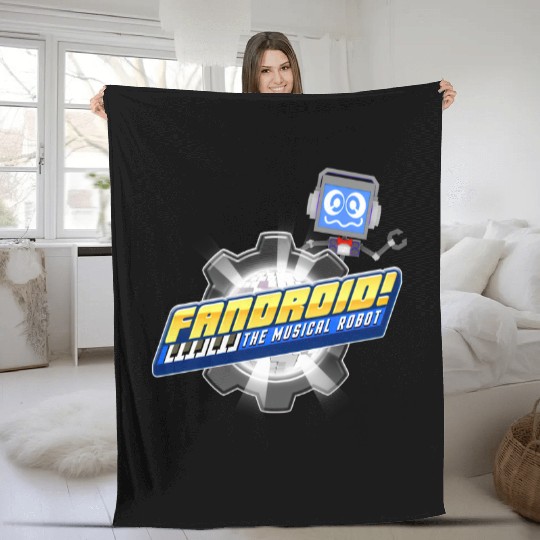 Fandroid Logo with Waving Fandroid Fleece Blankets