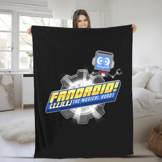 Fandroid Logo with Waving Fandroid Fleece Blankets