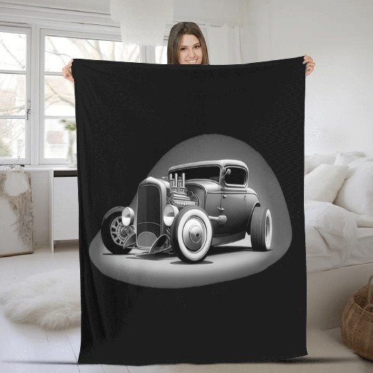 Street Rod Aesthetic Style Vintage Car Hot Rod Fleece Blankets